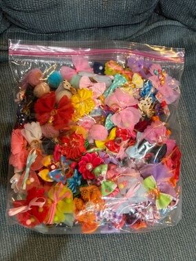 Assorted Dog Hair Bows and PomPoms - Bright Multi-Color Pack